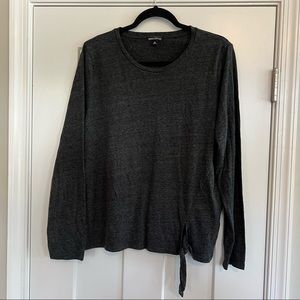 JCrew Mercantile Longsleeve Gray Front Tie Tshirt XL